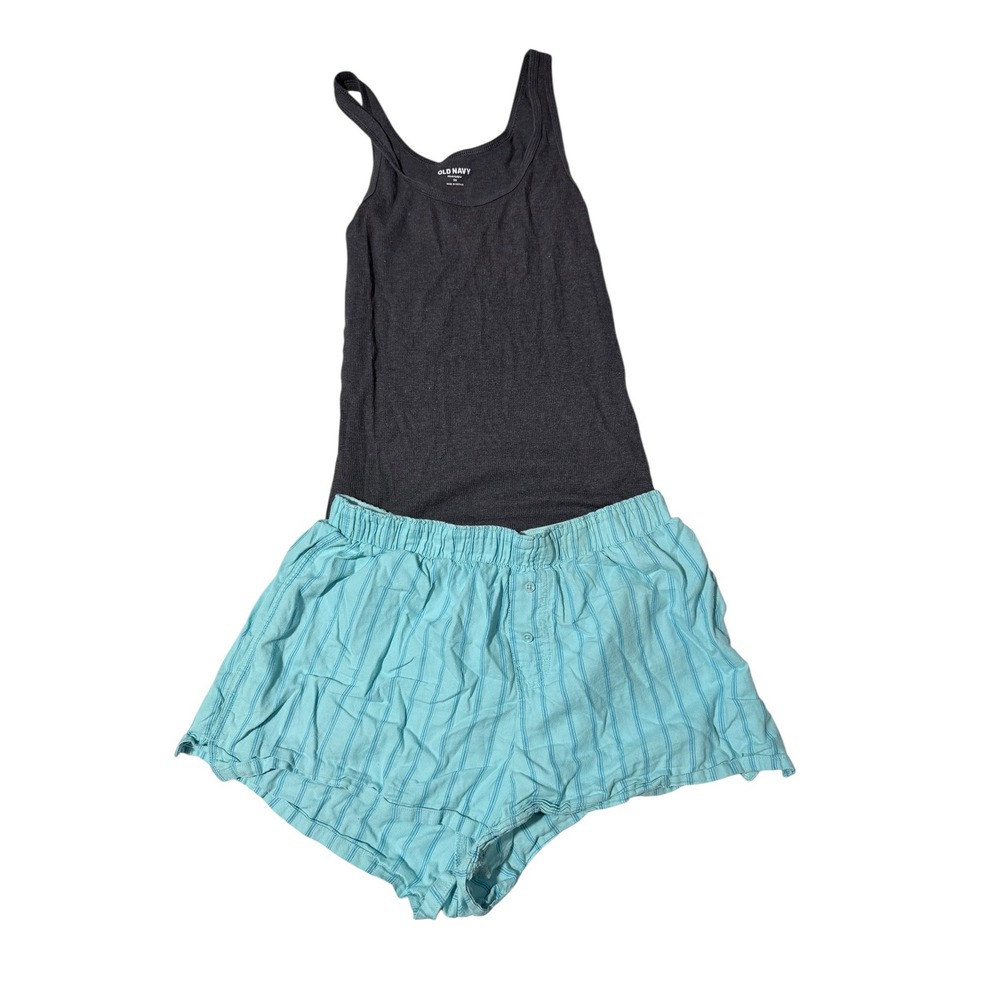 Old Navy XS Top,  Colsie  S PJ Shorts Set Womens Black Tank Blue Striped Shorts